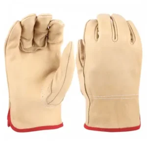 GUANTE DE PIEL PREMIUM C/RIBETE ROJO T-L